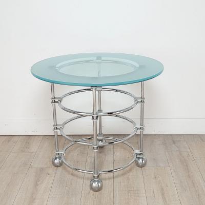 Chrome and Glass Modernist Round Center or Side Table by Jay Spectre circa 1980