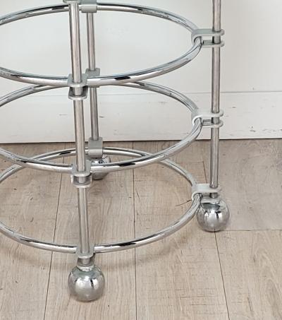 Chrome and Glass Modernist Round Center or Side Table by Jay Spectre circa 1980