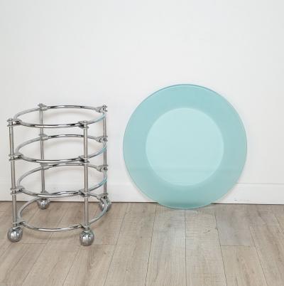 Chrome and Glass Modernist Round Center or Side Table by Jay Spectre circa 1980