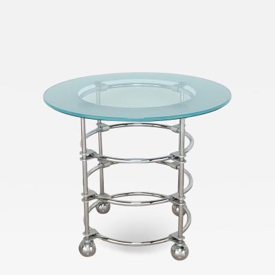 Chrome and Glass Modernist Round Center or Side Table by Jay Spectre circa 1980