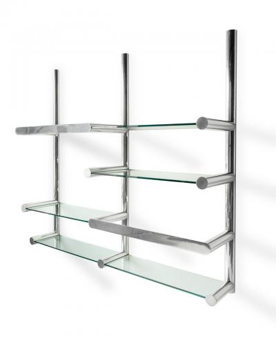 Chrome and Glass Orba Wall Unit by Janet Schwietzer for Pace Collection RGB NEON