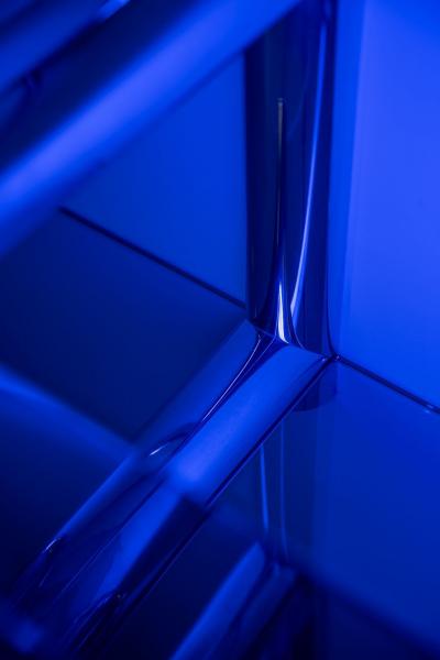 Chrome and Glass Orba Wall Unit by Janet Schwietzer for Pace Collection RGB NEON