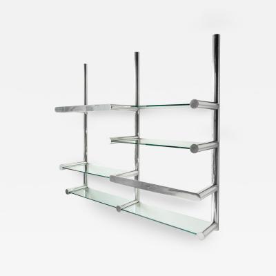 Chrome and Glass Orba Wall Unit by Janet Schwietzer for Pace Collection RGB NEON