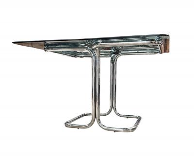 Chrome and smoked Glass Table by Giotto Stoppino