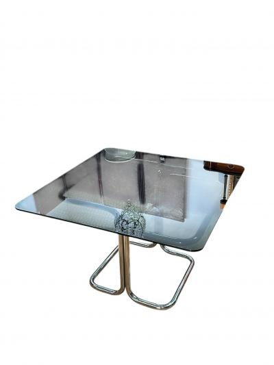 Chrome and smoked Glass Table by Giotto Stoppino