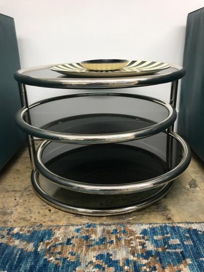 Chrome smoked glass 3 tier end table