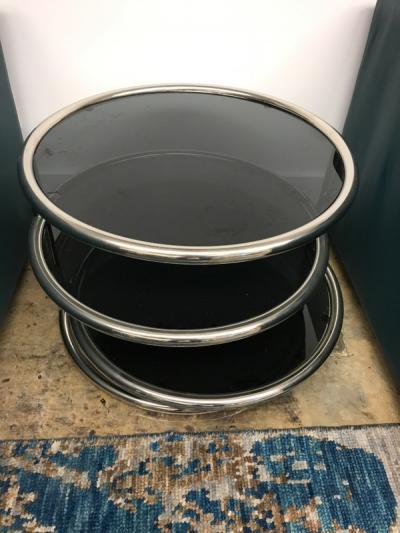 Chrome smoked glass 3 tier end table