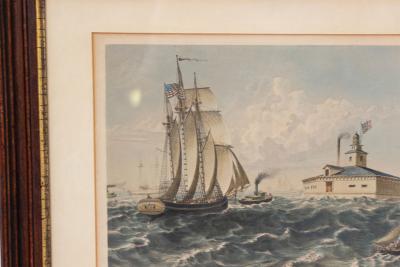 Chromo Lithograph of Boats at Sea