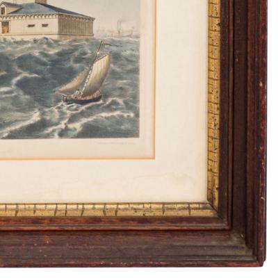 Chromo Lithograph of Boats at Sea
