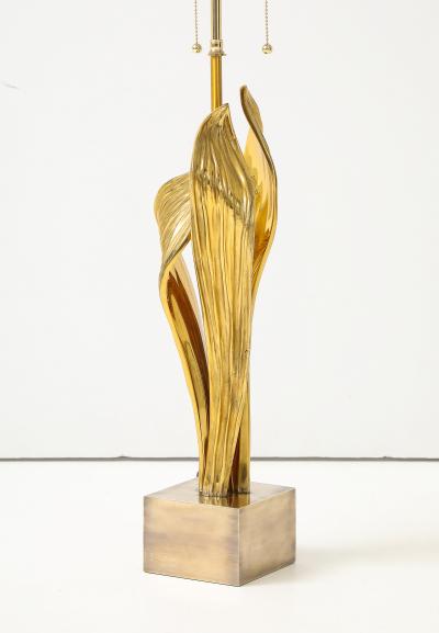 Chrystiane Charles 1970s Rare Golden Amaryllis lamp by Chrystiane Charles