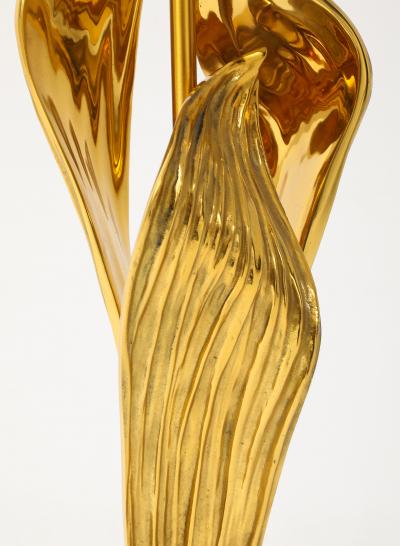 Chrystiane Charles 1970s Rare Golden Amaryllis lamp by Chrystiane Charles