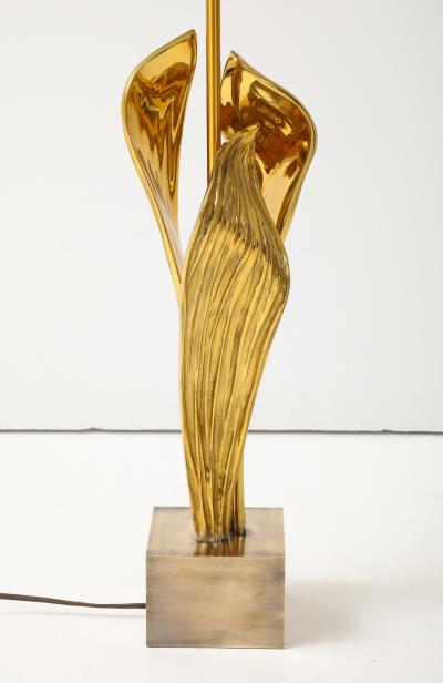 Chrystiane Charles 1970s Rare Golden Amaryllis lamp by Chrystiane Charles