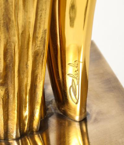 Chrystiane Charles 1970s Rare Golden Amaryllis lamp by Chrystiane Charles