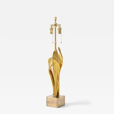 Chrystiane Charles 1970s Rare Golden Amaryllis lamp by Chrystiane Charles