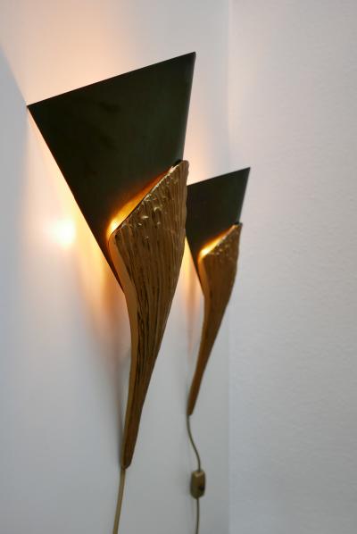 Chrystiane Charles Set of 2 Large Bronze Nefertiti Sconces by Chrystiane Charles for Charles Paris