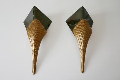 Chrystiane Charles Set of 2 Large Bronze Nefertiti Sconces by Chrystiane Charles for Charles Paris
