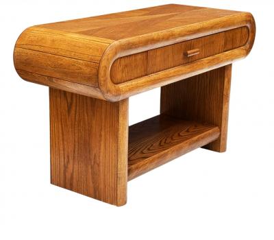 Chunky Midcentury Post Modern Media Table or Console Table in Oak