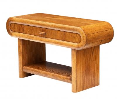 Chunky Midcentury Post Modern Media Table or Console Table in Oak