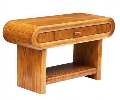 Chunky Midcentury Post Modern Media Table or Console Table in Oak