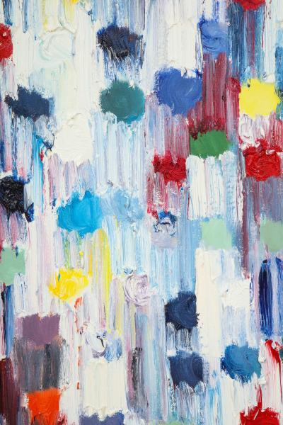 Cindy Shaoul Dripping Dots Shanghai 2018 Oil on Canvas Framed by Cindy Shaoul