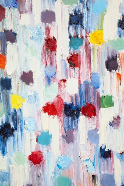 Cindy Shaoul Dripping Dots Shanghai 2018 Oil on Canvas Framed by Cindy Shaoul