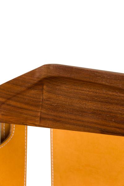 Cintro Contemporary Mid Century American Style Walnut Armchairs with Saddle Ta