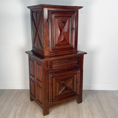 Circa 1700 Small Early French Buffet Deux Corps