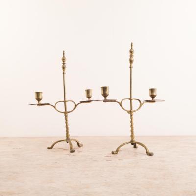 Circa 1750 Brass Candlesticks A Pair