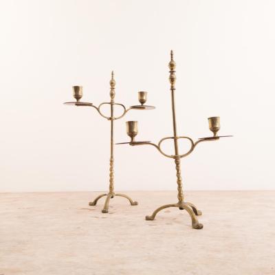 Circa 1750 Brass Candlesticks A Pair