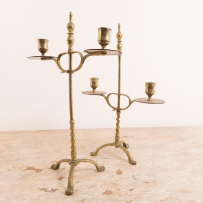 Circa 1750 Brass Candlesticks A Pair