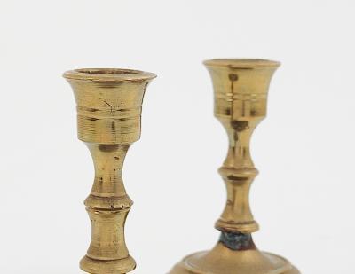 Circa 1750 Continental Brass Candlesticks A Pair