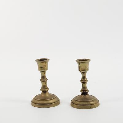 Circa 1750 Continental Brass Candlesticks A Pair