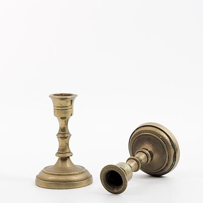 Circa 1750 Continental Brass Candlesticks A Pair