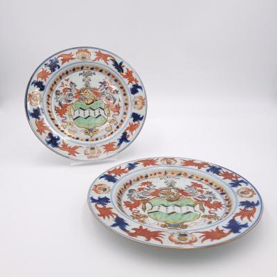 Circa 1750 Rare Early Armorial Plates China A Pair
