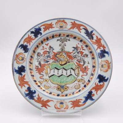 Circa 1750 Rare Early Armorial Plates China A Pair