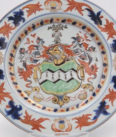 Circa 1750 Rare Early Armorial Plates China A Pair