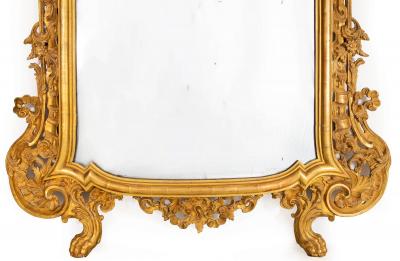 Circa 1760 Italian Rococo Giltwood Wall Mirror probably Milan 71 H x 56 W
