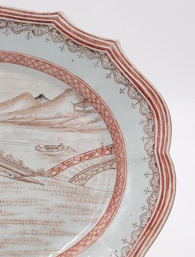 Circa 1780 Chinese Export Rouge de Fer Porcelain Plate