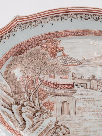 Circa 1780 Chinese Export Rouge de Fer Porcelain Plate