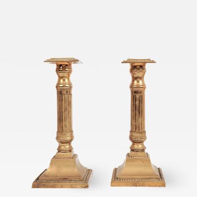 Circa 1780 English Neoclassical Provincial Candlesticks A Pair