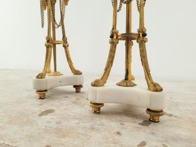 Circa 1780 French Louis XVI Candelabra Gilt Bronze and White Marble A Pair