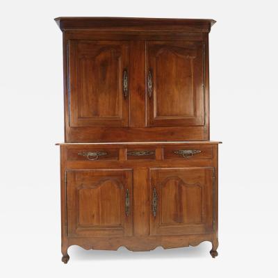Circa 1780 Walnut Buffet Deux Corps Cabinet