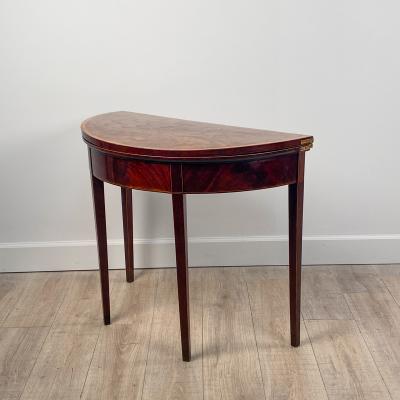 Circa 1790 George III Demilune Game Table England