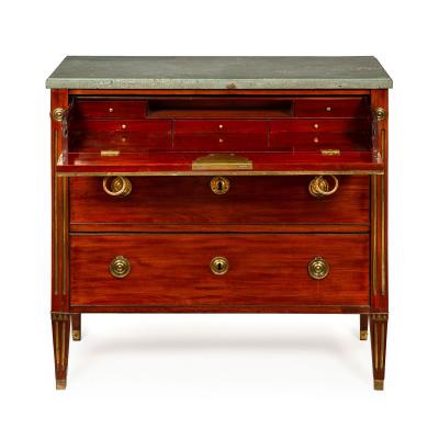 Circa 1790 Swedish Gustavian Marble Top Mahogany Desk Commode Chest