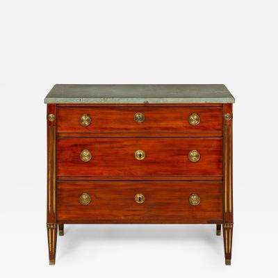 Circa 1790 Swedish Gustavian Marble Top Mahogany Desk Commode Chest