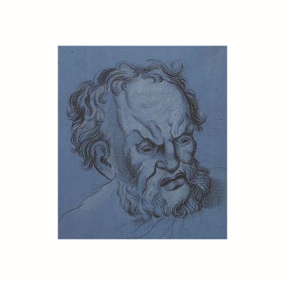 Circa 1800 Baroque Drawing of An Older Man Italy