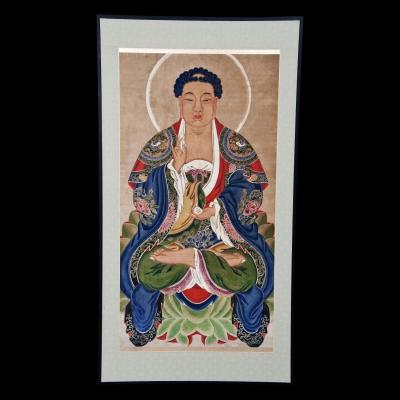 Circa 1800 Mid Ching Dynasty Painting of Buddha
