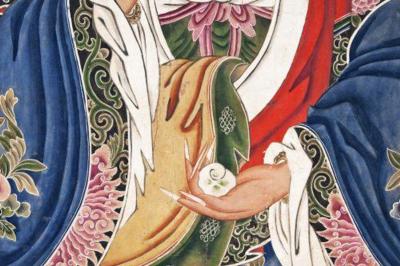 Circa 1800 Mid Ching Dynasty Painting of Buddha