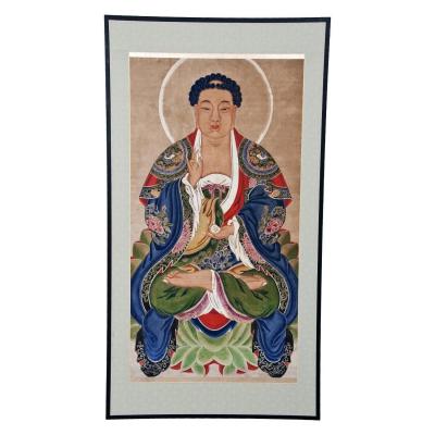 Circa 1800 Mid Ching Dynasty Painting of Buddha