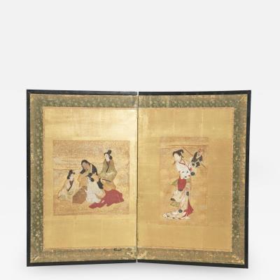 Circa 1800 Two Panel Screen Japan